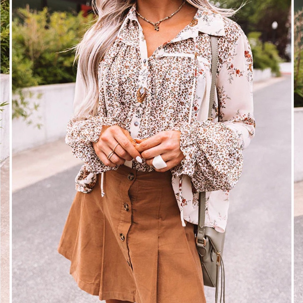 Patchwork balloon sleeve boho top - image 2